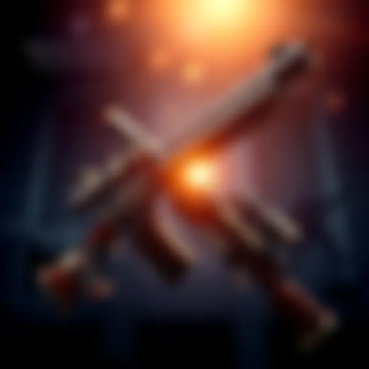Two weapons, the Steelfeather Repeater and Trophy Hunter, displayed together in a dynamic pose, highlighting their unique designs and features.