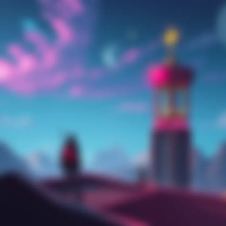 A player on the roof of the Stella Montis lobby, overlooking the game map, exploiting a glitch for an unfair advantage.