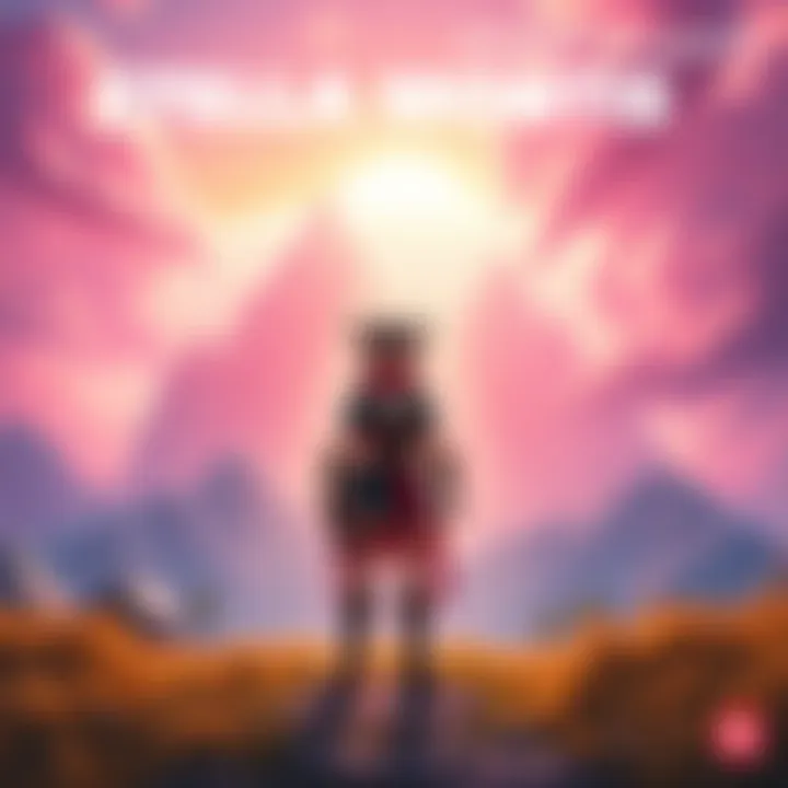 A game character stands proudly in a vibrant landscape showcasing the new Stella Montis update with features like maps and characters.