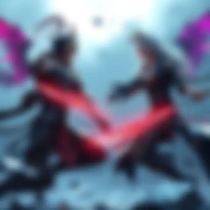 A gaming scene showing characters from Stellar Blade and Wuchang: Fallen Feathers facing off in an intense battle.