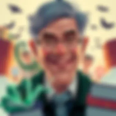 A lighthearted illustration of Stephen King with a playful grin, surrounded by books and quirky symbols that hint at unusual powers.