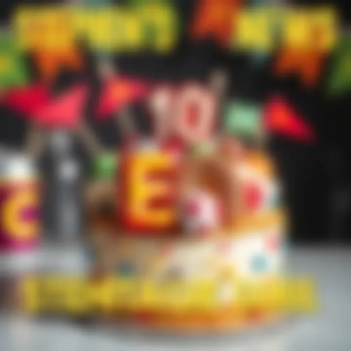 Stephen's Sausage Roll Celebration A colorful cake celebrating Stephen's Sausage Roll's tenth anniversary with game-themed decorations.