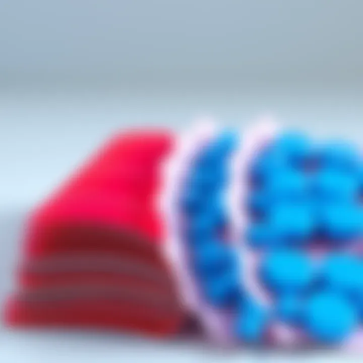 A visual of red stickers and blue cores arranged side by side, illustrating choices for a sticker build.