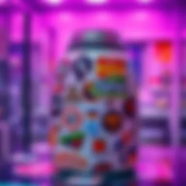 An item covered with multiple stickers, showing how they can affect temperature regulation.