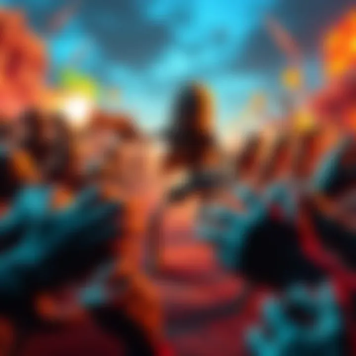 A stickman character battling against hordes of zombies in a vibrant gaming environment