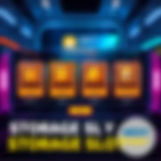 A game screen showing different types of storage slots with labels for earned and purchased slots.