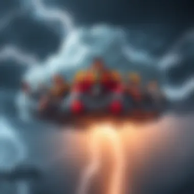 A dark storm cloud shaped like various Overwatch heroes, inviting people to imagine and discuss their interpretations. Lightning flickers around the cloud, adding a dynamic feel.