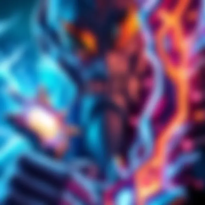 A close-up of Storm Spirit, a character in a game, showcasing his electric powers and the Sange item glowing on his weapon.