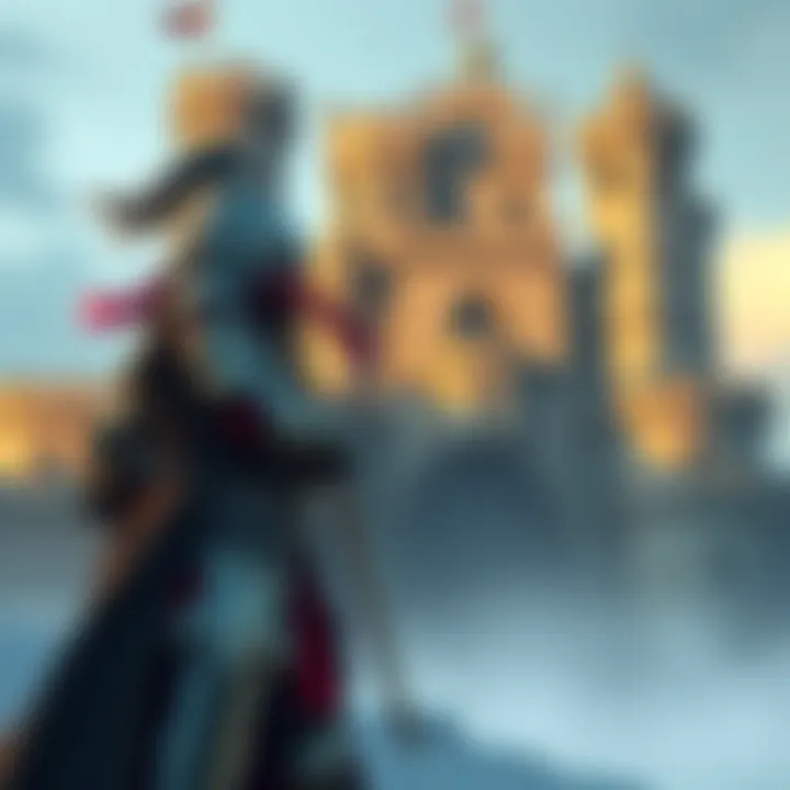 A character in armor stands in front of Stormveil Castle, surprising fans with their unexpected appearance.