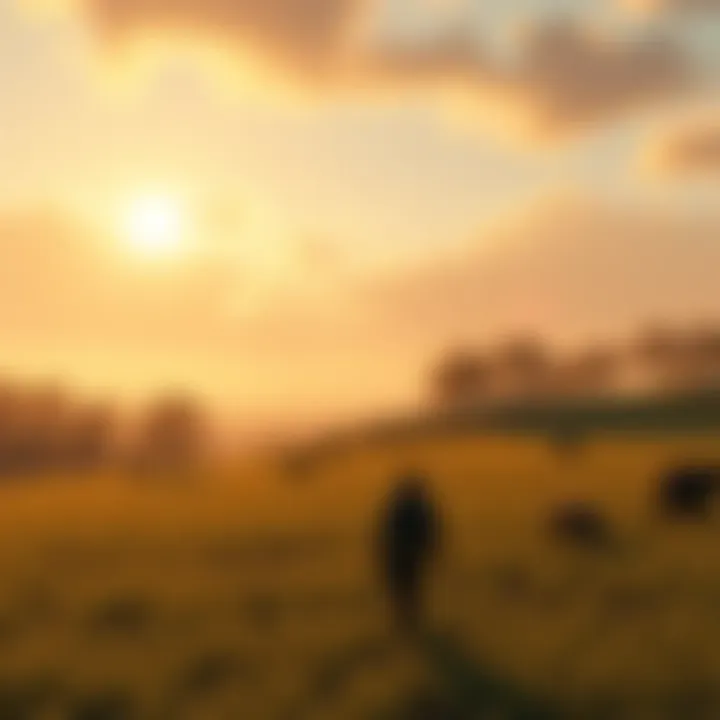 A character walking through a peaceful environment, representing the calm narrative of a single-ending game