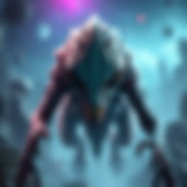 A bizarre alien creature from Cosmic Realm game, displayed in a screenshot taken by a player. The creature has unsettling features, blending elements of biology and fantasy, set in a cosmic environment.