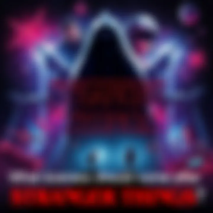 A visual representation of new characters and themes that could emerge in the Stranger Things franchise after Chapter 2, featuring a dark, mysterious backdrop with hints of 1980s nostalgia.