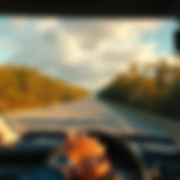 A car on a highway, heading towards Savannah with trees lining the road