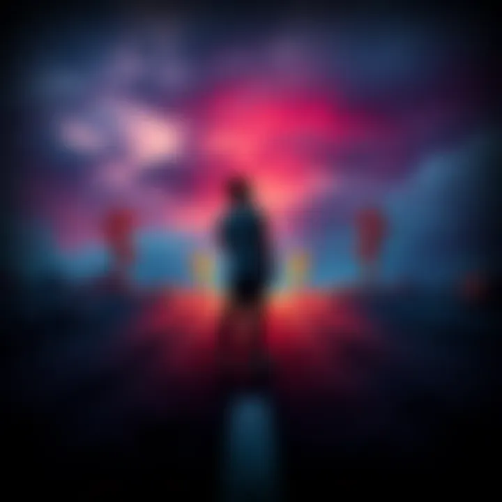 A person standing at a crossroads, considering different paths that represent strategic choices, with a thoughtful expression.