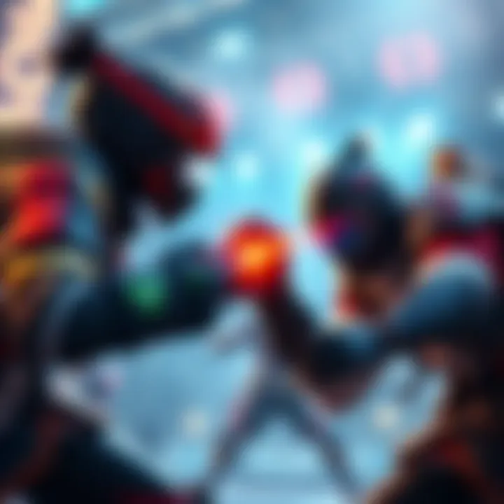 An intense moment of gameplay showing players strategically blocking opponents in a duo match