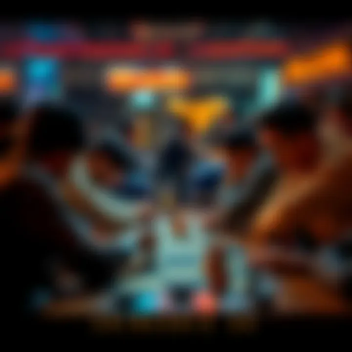 Players engaged in a strategic game of Fika, making bold moves and interacting with each other.