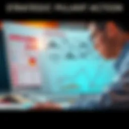 Strategic Planning in Action A determined person analyzing a strategy board with notes and visual aids, symbolizing innovative thinking and resilience.