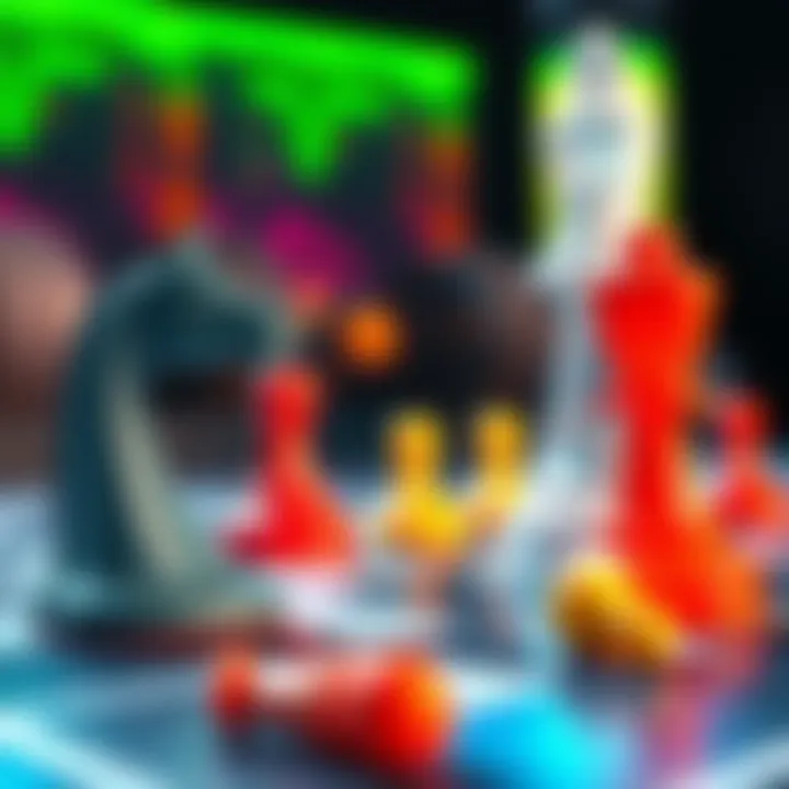 Two game elements showcasing interaction in a strategy game setting, with a board and pieces in play