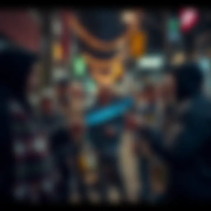 A streamer hands out machetes and bottles of alcohol to a group of homeless individuals on the street, with surprised expressions on their faces.