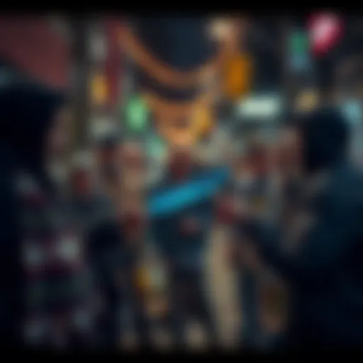 Streamer distributes machetes and alcohol A streamer hands out machetes and bottles of alcohol to a group of homeless individuals on the street, with surprised expressions on their faces.