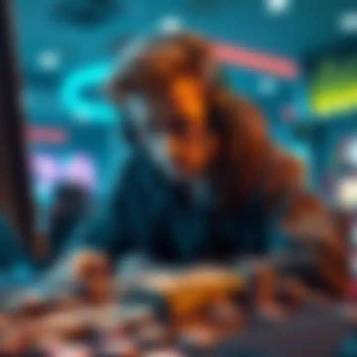 A popular streamer looks distressed while reviewing gambling losses at a gaming setup, with money and chips scattered around.