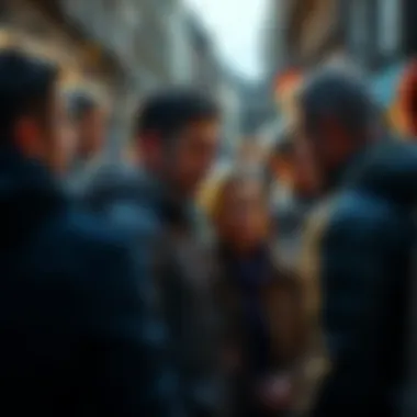 A streamer is being confronted by a group of locals in Glasgow, with one person gesturing towards him angrily.