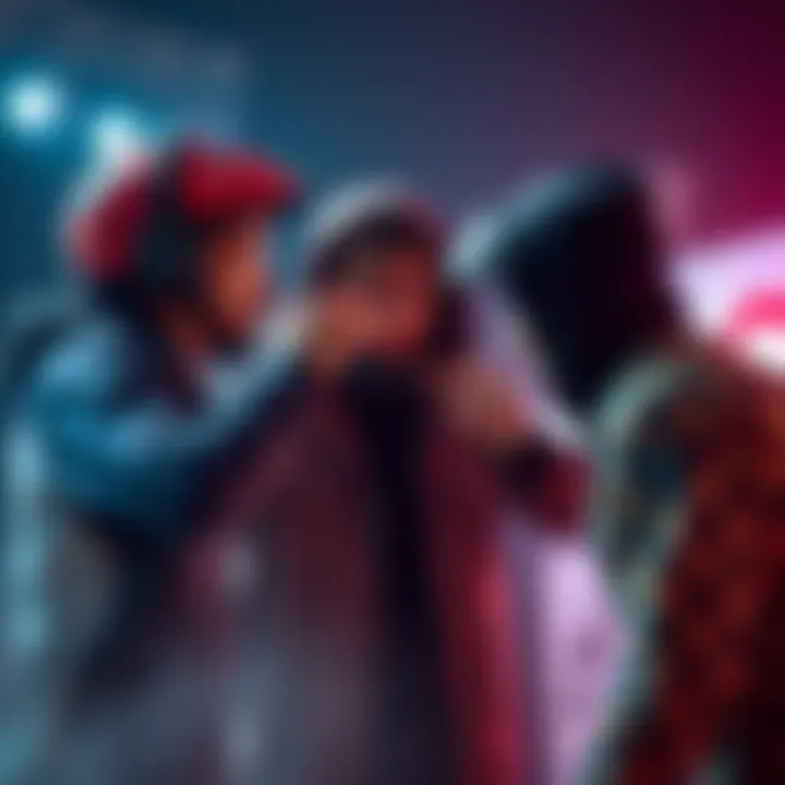 Streamer Waxiest being approached aggressively by two rival streamers in a tense confrontation