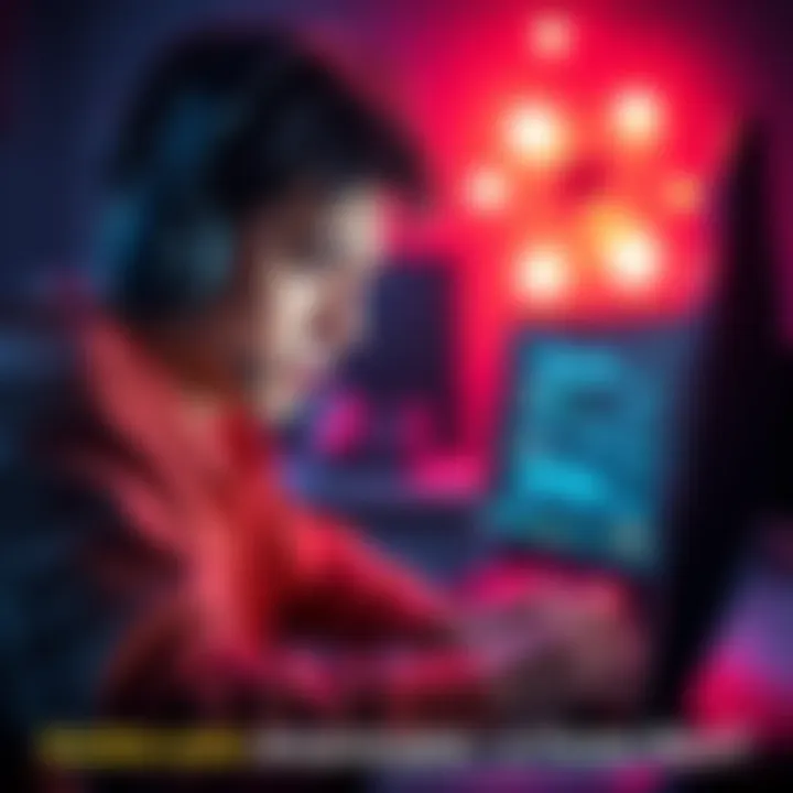 A concerned streamer looking worried while reading messages on a computer, with a chat window visible on screen, reflecting the ongoing scandal in the streaming community.