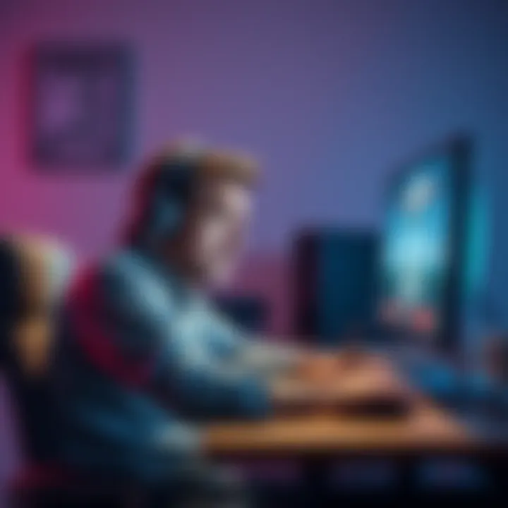 Streamer looking disappointed A 43-year-old streamer sitting at a desk, looking frustrated while checking his computer, with a Super Bowl animation displayed on the screen.