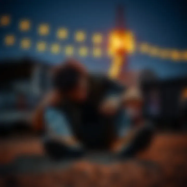 A streamer looks exhausted, sitting on the ground with a water bottle, as he ends his 24-hour survival challenge due to heat and dehydration.