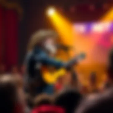 A small streamer passionately performing Willie Nelson's 'Blue Eyes Crying in the Rain' during a live stream, with an enthusiastic audience watching.