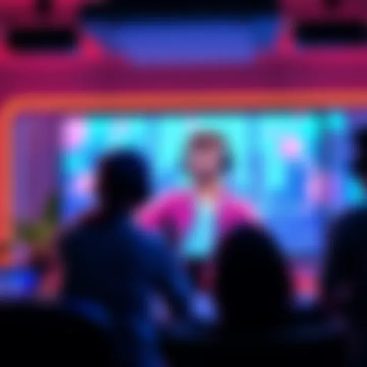 Streamer Transitioning to VTuber A popular streamer chatting with fans as a vibrant virtual character on screen, showcasing an immersive VTuber experience.