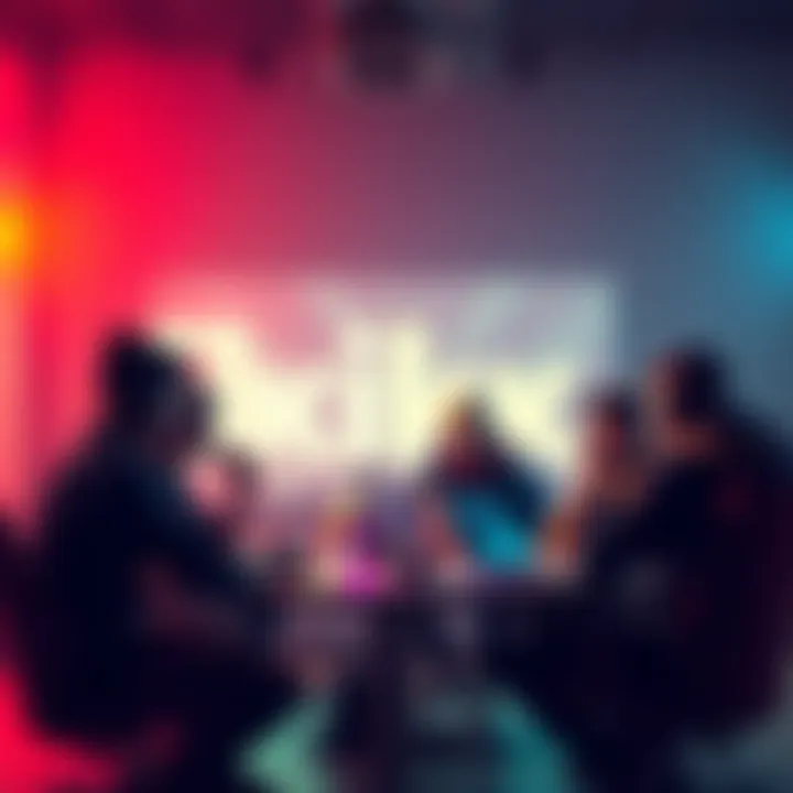 A group of streamers sitting around a table, talking about recent changes in the Kick platform, with laptops and gaming gear visible