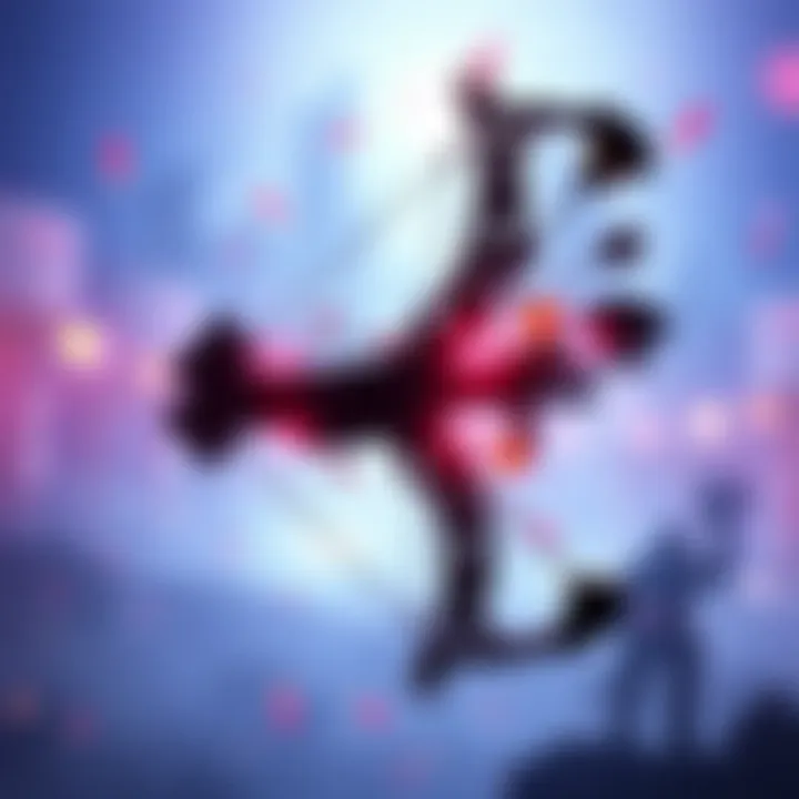Silhouette of a powerful bow with arrows, symbolizing the challenges faced by streamers in the gaming world