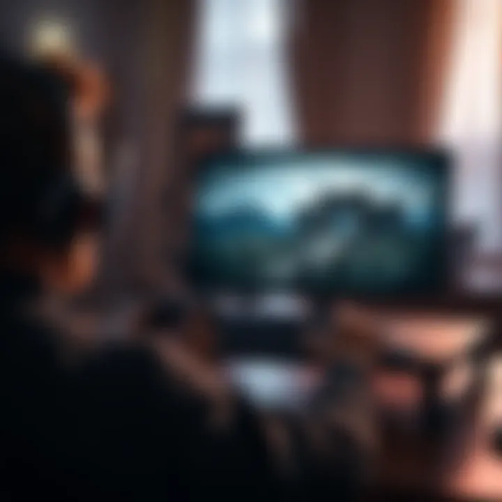 A person playing Skyrim on a Steam Deck while streaming from a PC, showcasing the game interface and the device in use.