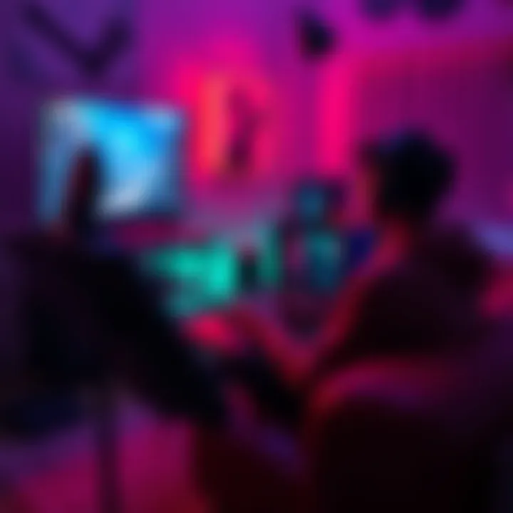 A person playing on a Steam Deck connected to a gaming PC, showing a couch gaming setup with visible lag.