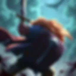 Character wielding a large shield and sword, showcasing a strength build in combat.