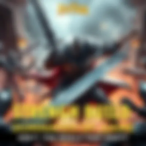 A character in full armor wielding a huge sword, showcasing a powerful strength build in combat, surrounded by defeated enemies.