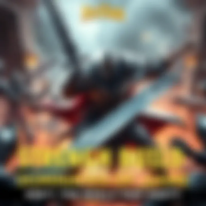 A character in full armor wielding a huge sword, showcasing a powerful strength build in combat, surrounded by defeated enemies.