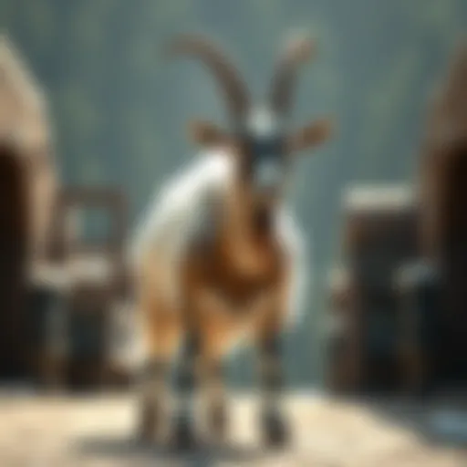 A striking GOAT with a bold appearance standing in a bright setting, showcasing its unique and eye-catching look.