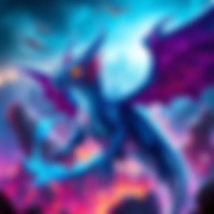 Strong Tarecgosa in Gaming A powerful blue dragon with glowing features representing Tarecgosa, soaring through a vibrant gaming landscape, reflecting nostalgia for its past strength.