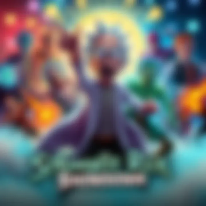 A group of Ricks from different universes showcasing their unique attributes and powers in a competition to determine the strongest Rick.