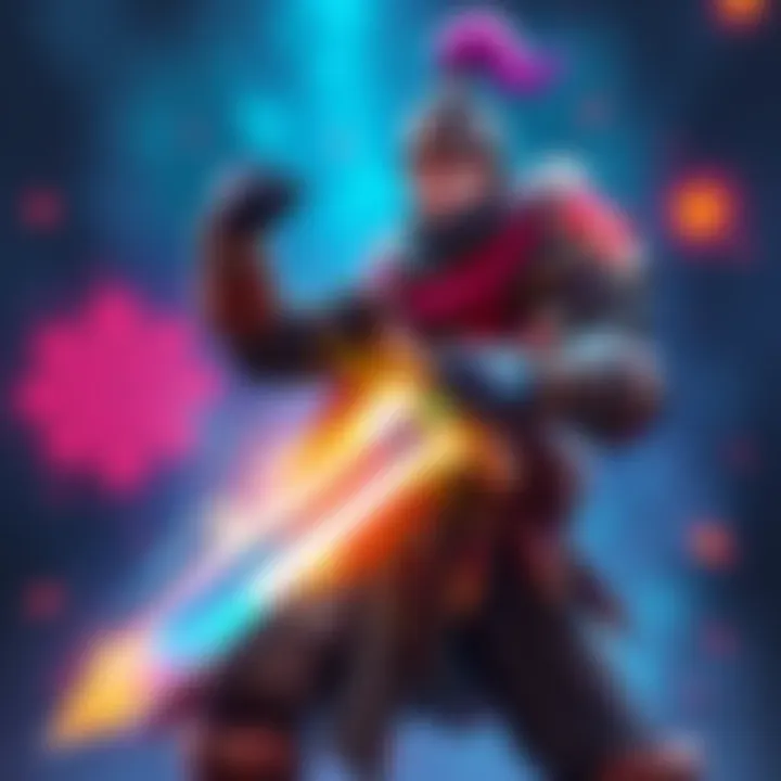 A warrior character from the Struggling Class wielding a sword, surrounded by glowing buffs and energy effects, reflecting gameplay dynamics.