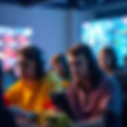 A group of frustrated players staring at their screens, losing matches in a game called Marathon, showing signs of defeat and disappointment.