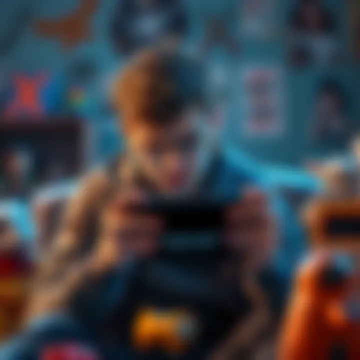 A gamer looks frustrated while playing Mass Effect Legendary Edition on a handheld device, surrounded by toys and children's items.