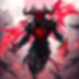Strygwyr character depicted as Bloodseeker in Dota, showcasing his fierce look and unique abilities, surrounded by a dramatic backdrop.