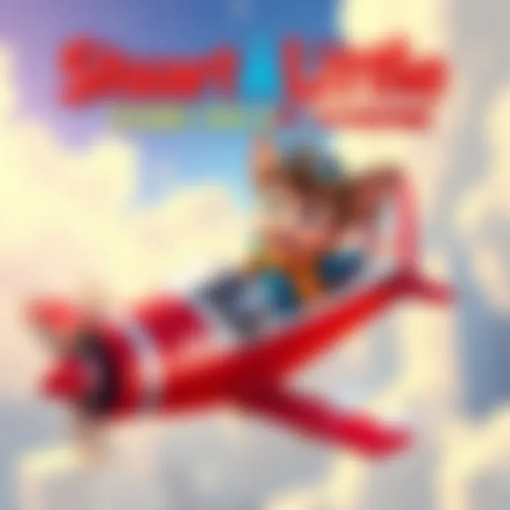 Stuart Little joyfully flying an airplane in a colorful sky, showcasing a nostalgic 2D gaming vibe