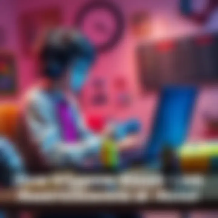 A student using a laptop in a school setting, successfully accessing Steam Link to stream games from home while sitting at a desk with school supplies around