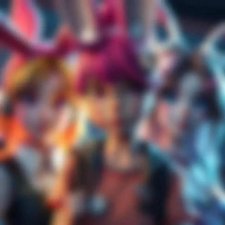 Close-up view of Bunny, Valby, and Serena's student skins showcasing their unique designs and styles