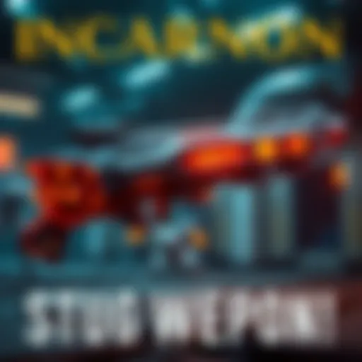 Incarnon Stug Weapon The Stug weapon displayed with a glowing design and futuristic elements, showcasing its powerful features in a battle setting.